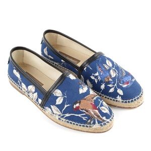 Dolce & Gabbana men’s blue ramage bird print leather espadrille loafers size 9